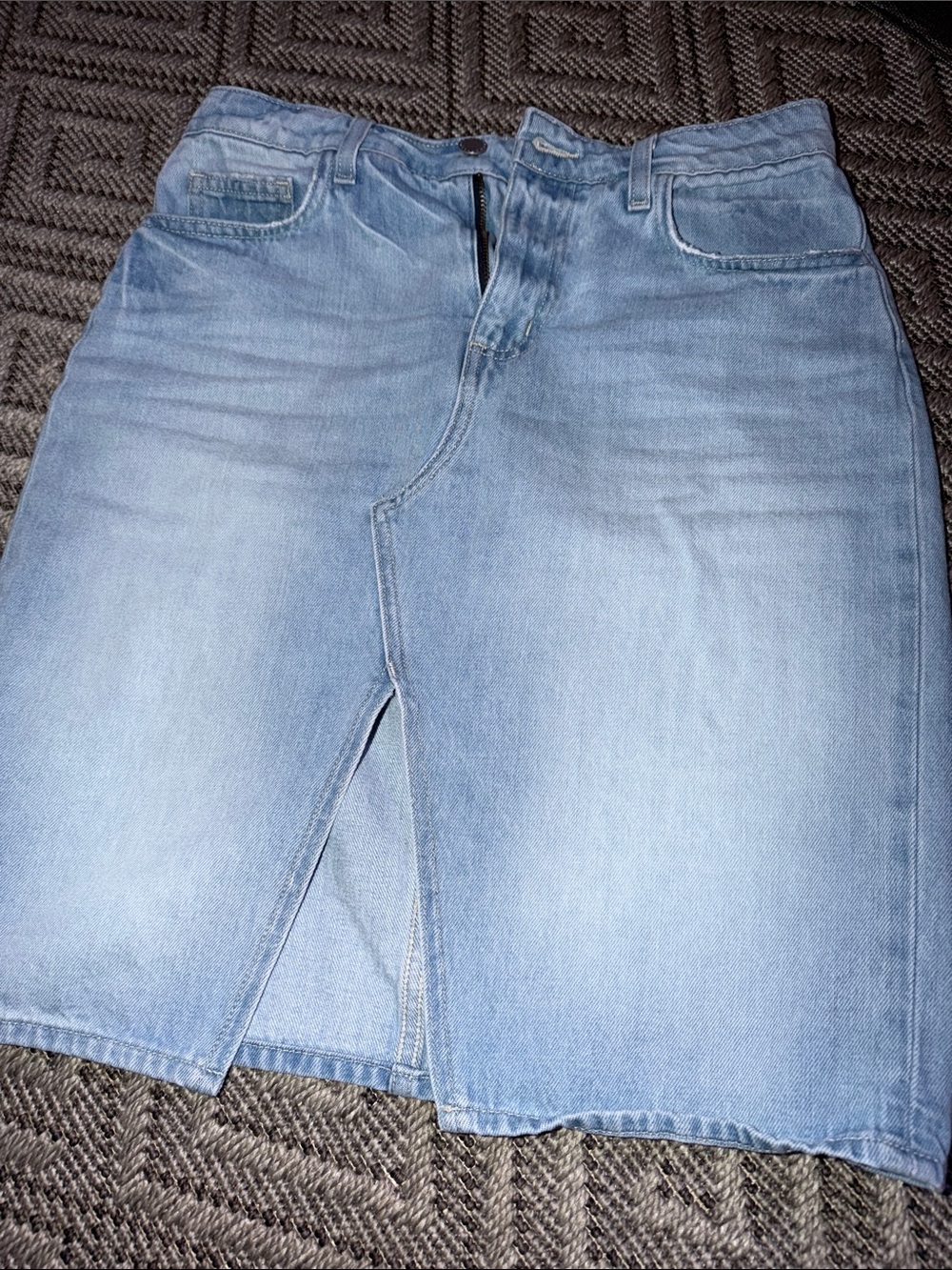 L'AGENCE Light Blue Denim Midi Pencil Skirt